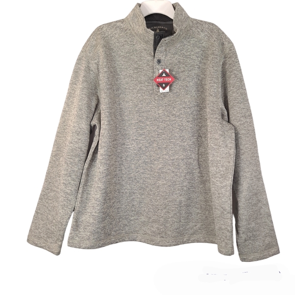 G.H. BASS Men's Sherpa Fleece Button Mock Sweater Moonstruck Heather Gray - 2X - Picture 10 of 10